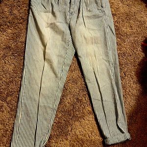 Free people, blue and white pin striped pants. Size 25
